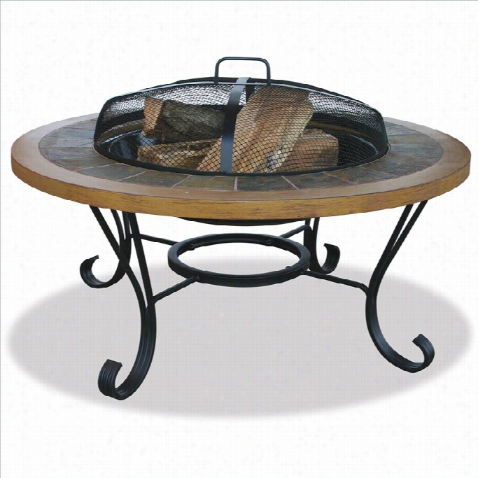 Uniflame Slateo Utdoor Firebowl With Tile And Faux Wood