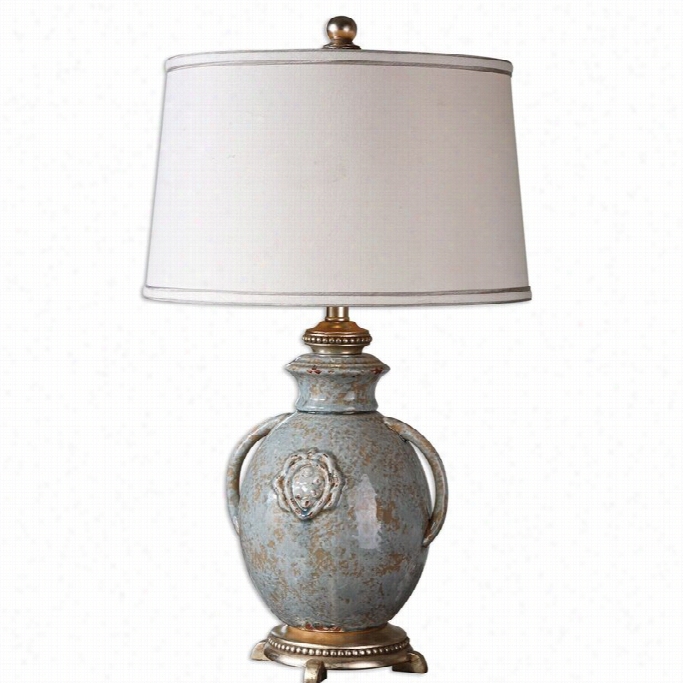 Uttermost Cancello Textured Ceramic Lamp In Distressed Light Blue