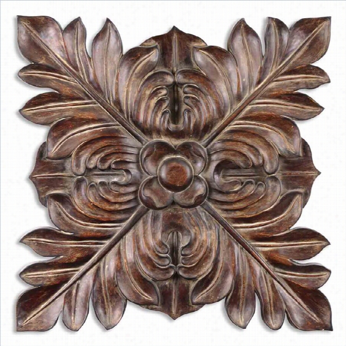 Uttermost Four Leaves Decorative Wall Plaque In Chestnut Brown