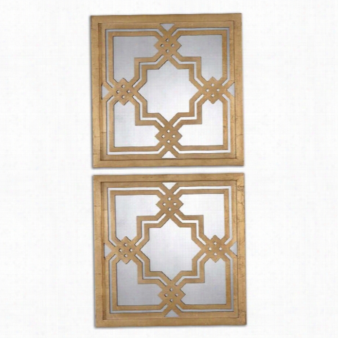 Greatest Piazzsle Goldd Square Mirrors (set Of 2)