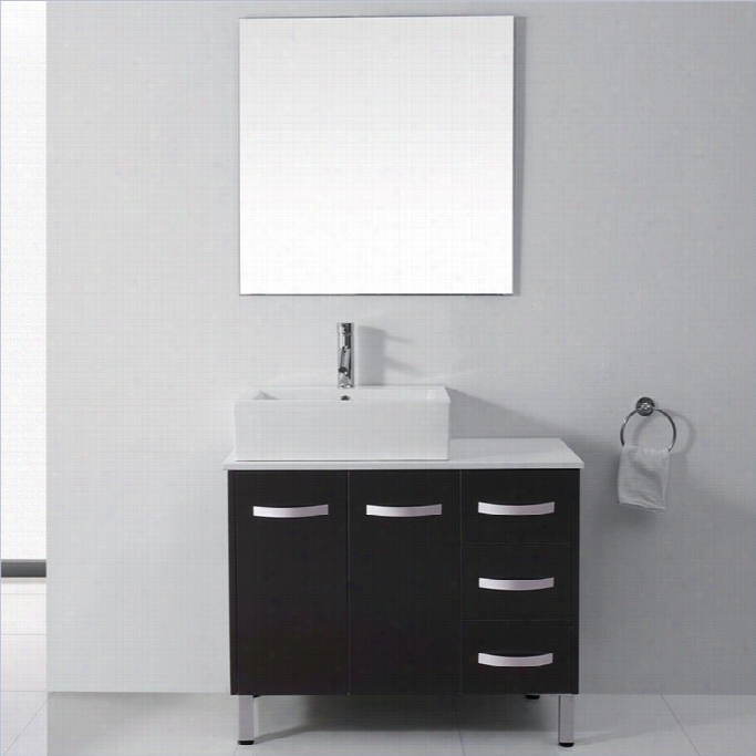 Virtu Usa Tilda 37 White Stne Single Bathrooom Vaniyt Cabinet Set In Espresso