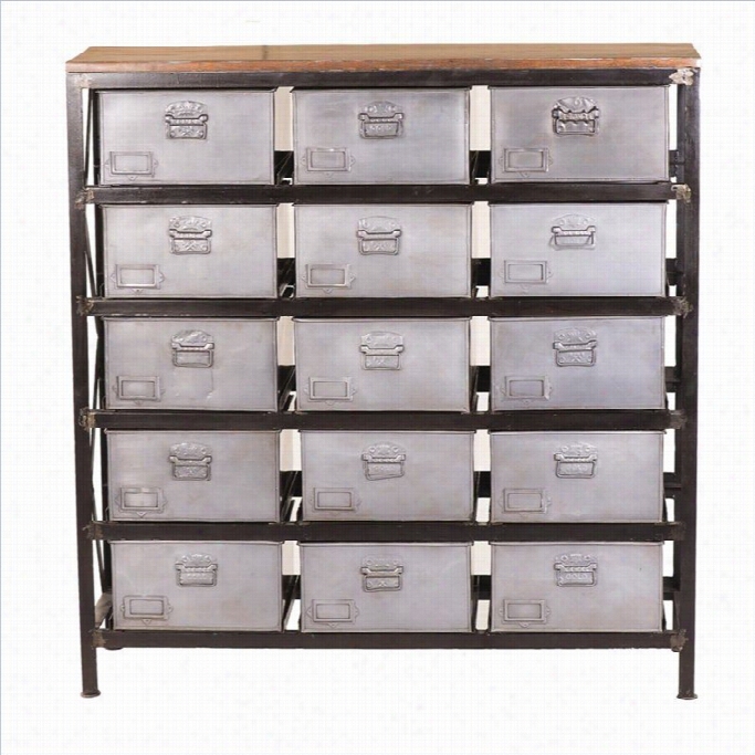 Yosemite Storage Accent Chest In Distressed Metal With Solid Ma No Top