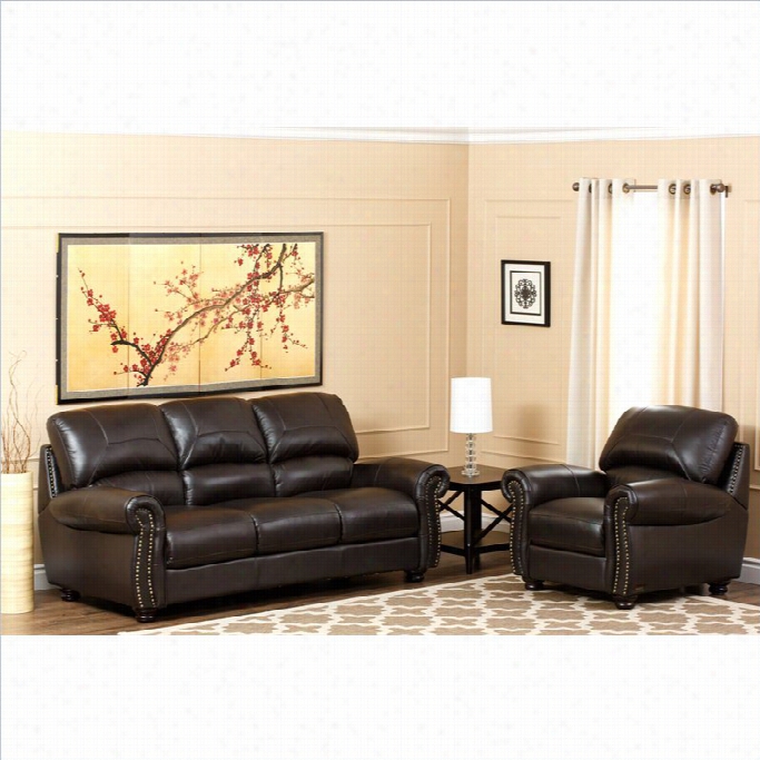 Abyson Living Beerneen 2 Piece Leather Sofa Set Ind Srk Truffle