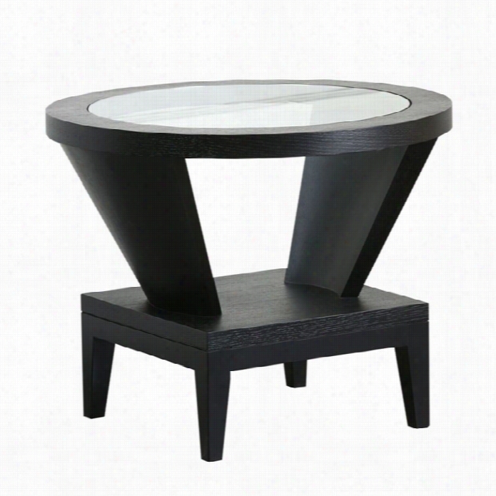 Abbyson Living Caslee Round Glass Table In Esspresso