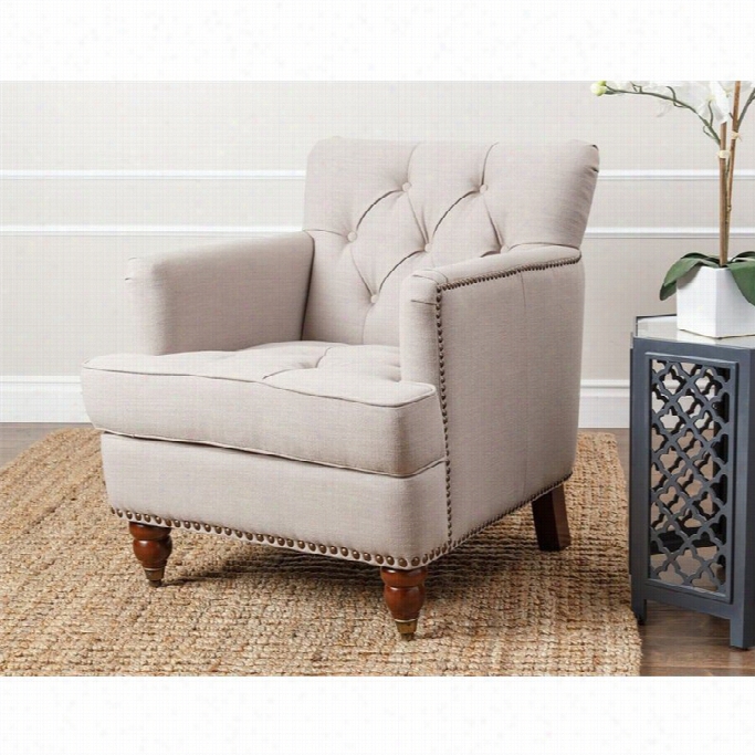 Abbyson Living Mihsa Tufted Linen Accent Chair In Beige