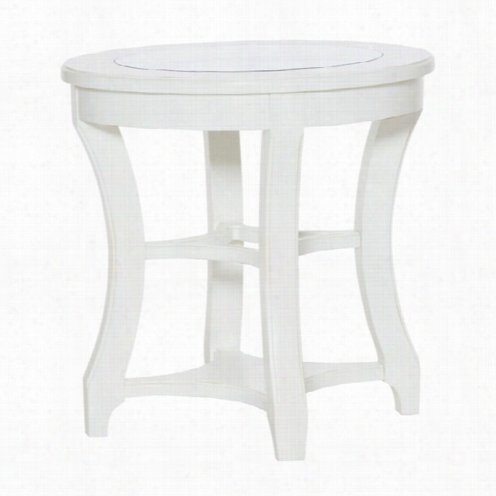 Ameircan Drew Lynn Havenn Round Glass End Table In Whhite