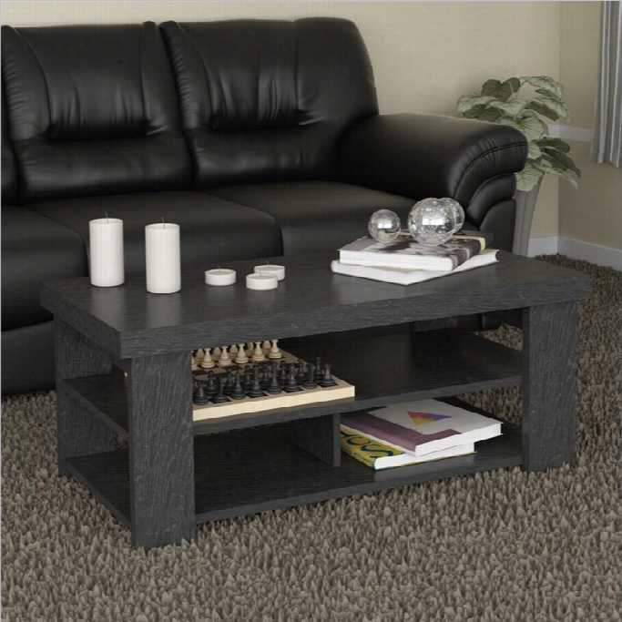 Ameriwood Hollow Core Coffee Table In Black Ebony Ash