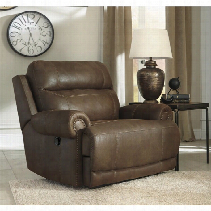 Ashleu Austere Faux Leather Zero Wall Reclindr In Brown