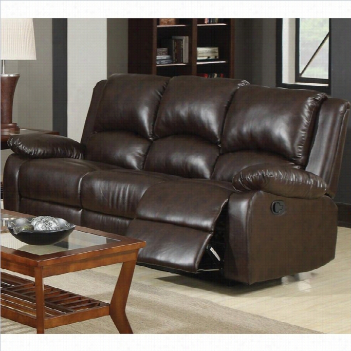 Coaster Boston Three Seat Eclini Ng Leather Sofa In Brown