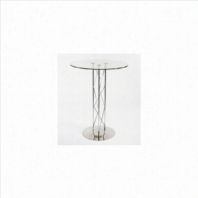 Eurostyle Taby Pub Table With 36 Glass Top And Chrome Abse