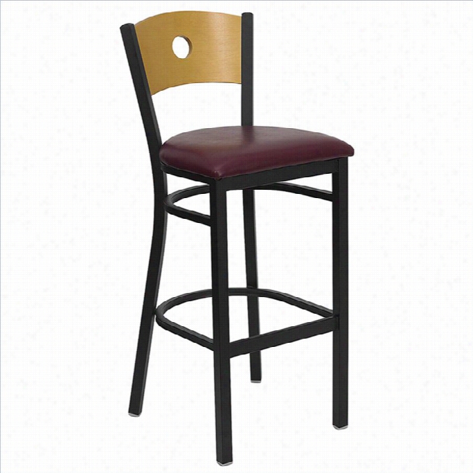 Slang  Equipage Hercules 32 Black Back Metal  Ba Rstool In Burgundy