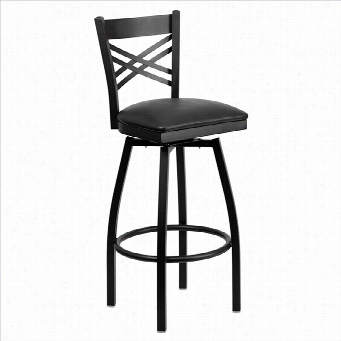 Flash Furniture Hercules 32 X Back Swivel Metal Bar Stool In Black