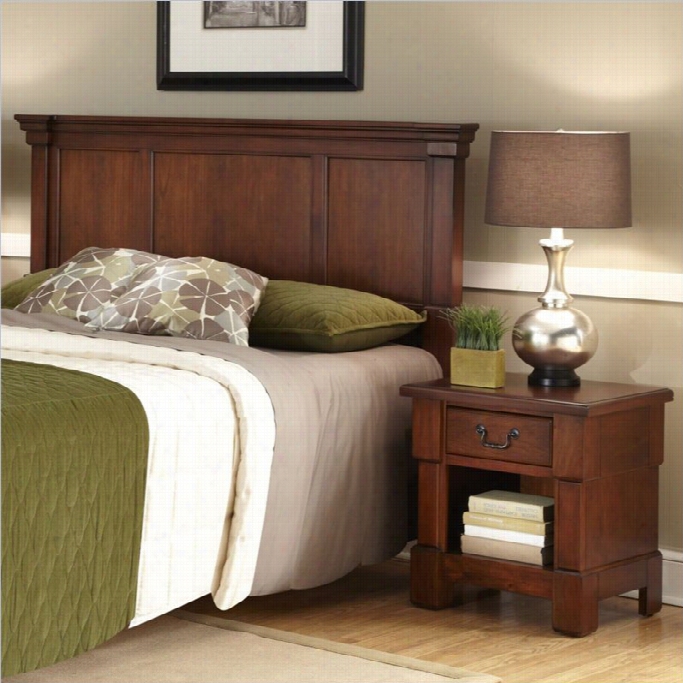 Home Styles Aspen Panel Headboard And Night Stand In Cherry-queen - Saturated