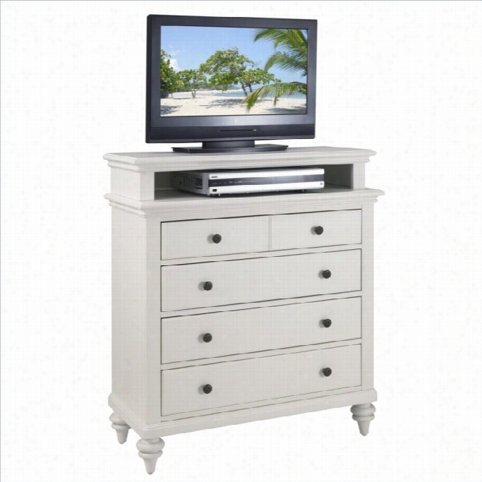 Home Styles Bermuda Tv Media Chest In Brushed White Finish