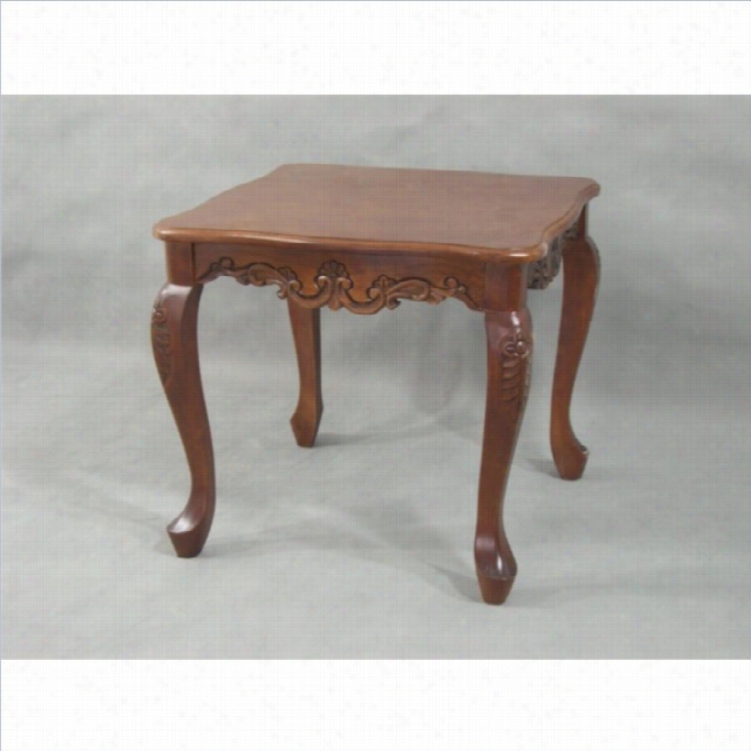 Internatonal Caravan Windor Hand-carved Square End Table