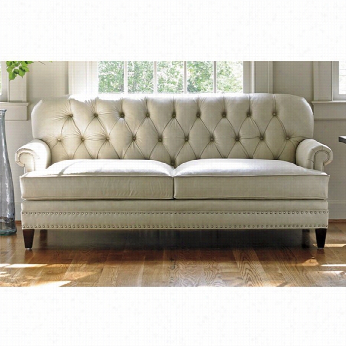 Lexingotn Oyster Bay Hillstead Tufted Leather Loveseat In Misty Gray