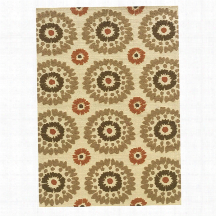 Linon Le Soleil8 ' X 10' Hand Tufted Rug In Ivory And Terracotta