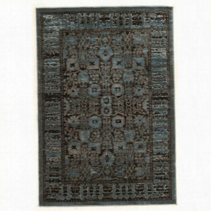 Linon Platinum Isphahan 8' X 11' Rug In Blue And Black