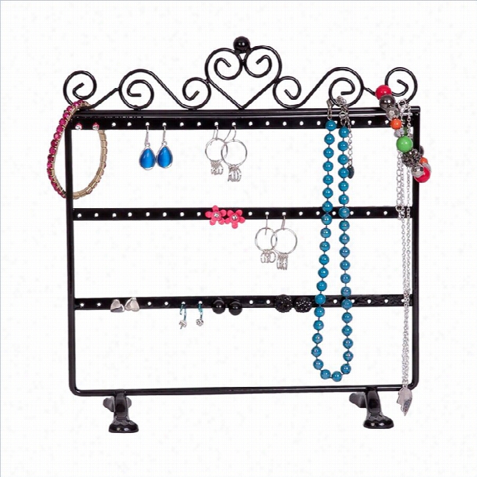 Mele And Co. Kara Scrolll And Heart Jewelry Stand In Black