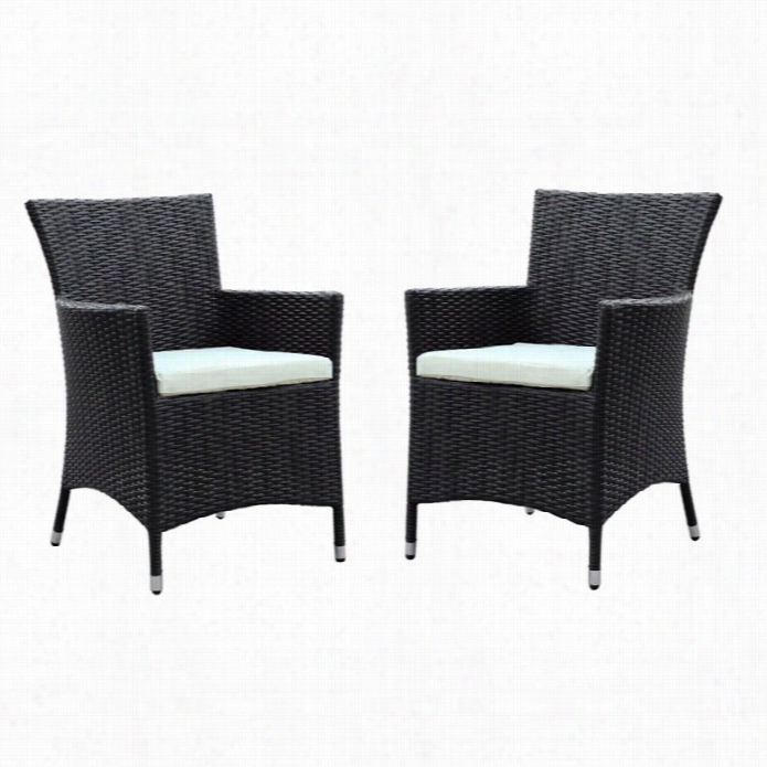 Modway Deco Outdoor Dining Chairs In Espresso And White (set Of 2)