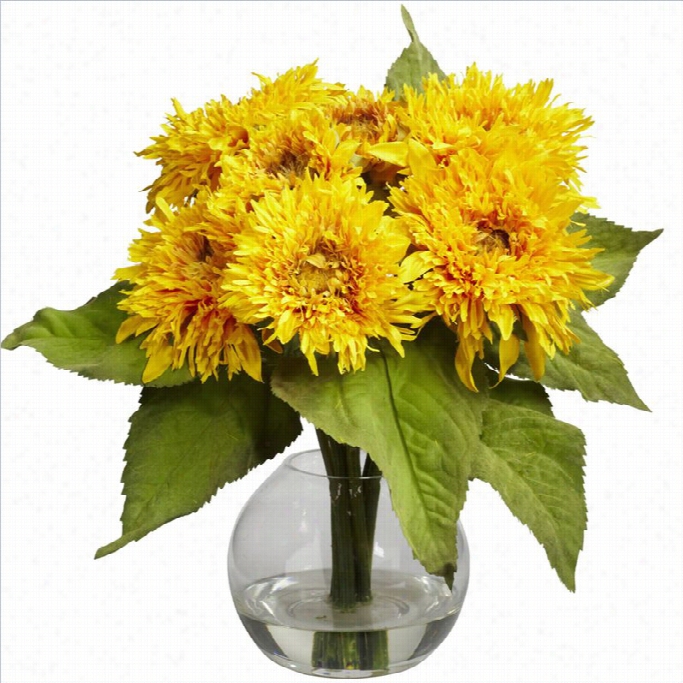 Nearly Natural Golden Sunflower Arrangement In Yellow