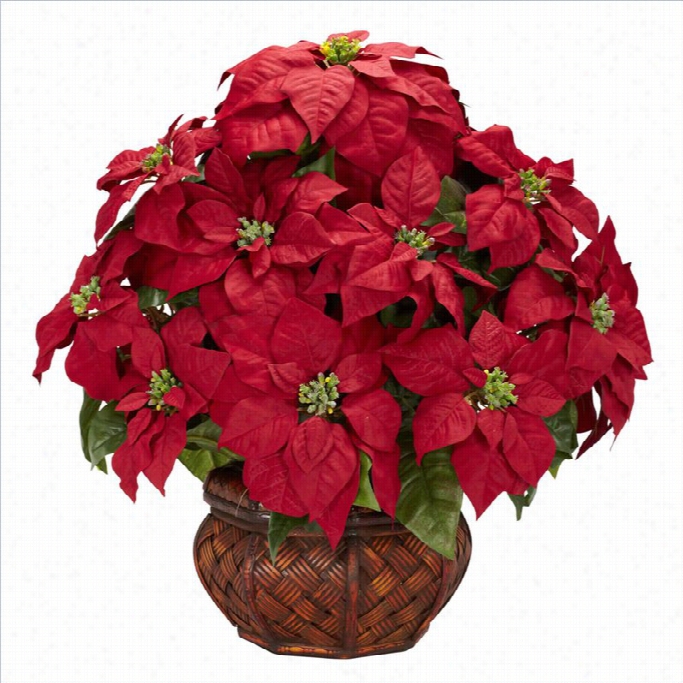 Nearly Nwuraal Poin Settia Wit Hdecoratve Planter Silk Arrangement In Re D