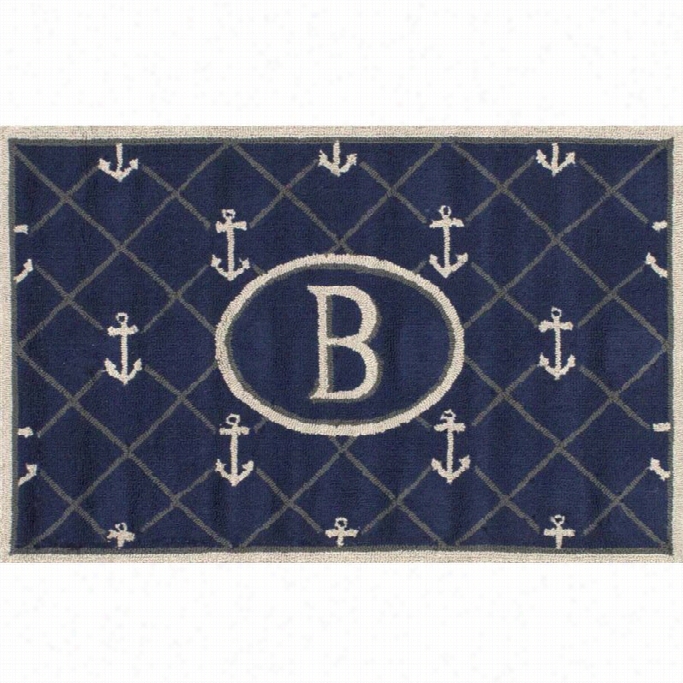 Nuloom 2' 6 X ' Hand Hooked Anchor Welcome Doormat Ru In Letter B