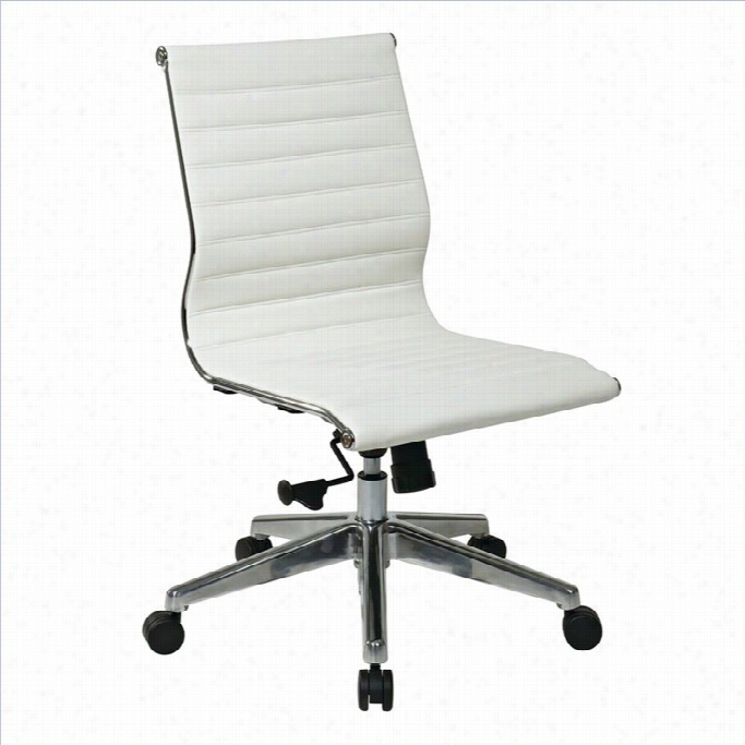 Office Star Armless Mid Back Eco Leather Office Chair In Whi Te