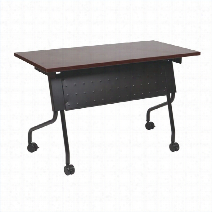 Office Star Training Table In Black And Mah Ogany-29.5hx48wx24d