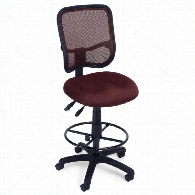 Ofm Mesh Comfort Series Ergonomic Task Drafting Chair With Drafing Kit In Wine