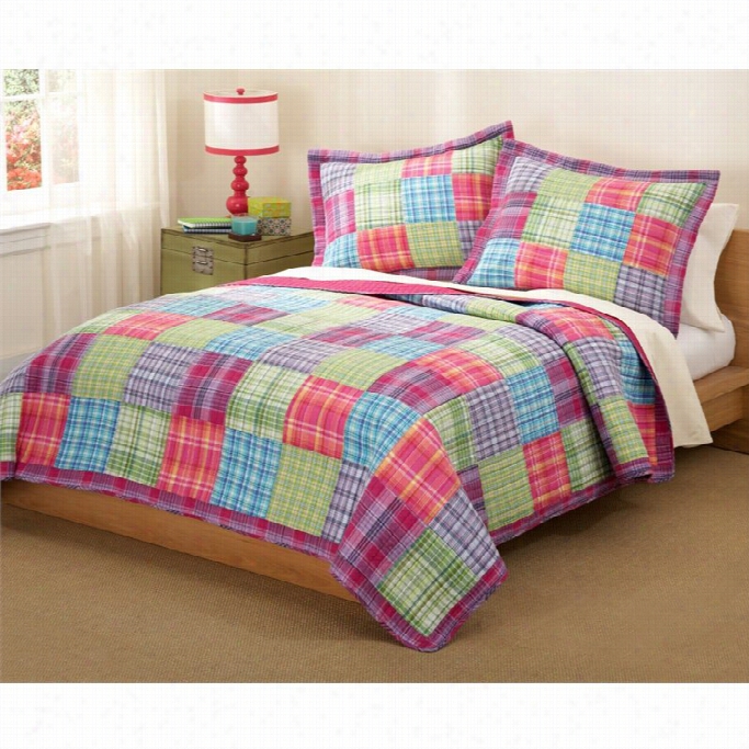 Peem Amer Ica Kelsey Pink Twin Quilt With Pillow Sham