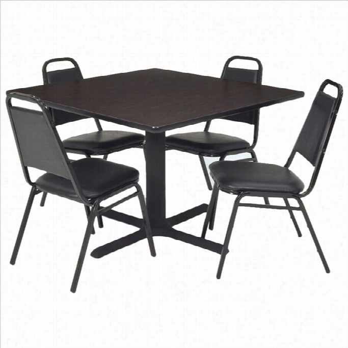 Rule 4 Stack Chairs And Square Table In Grey-30 Inch