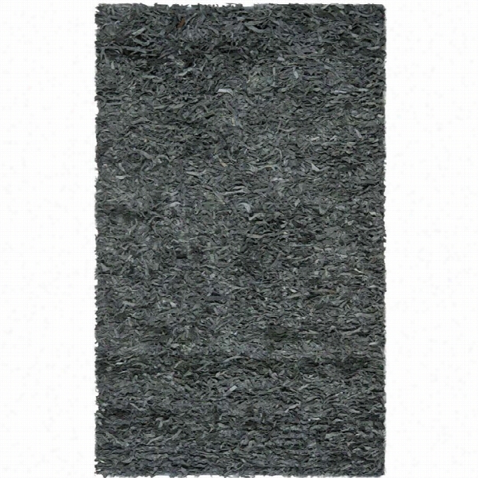 Safavieh Leather Shag Leather Medium Rectangle Rug Lsg511n-5 In Grey