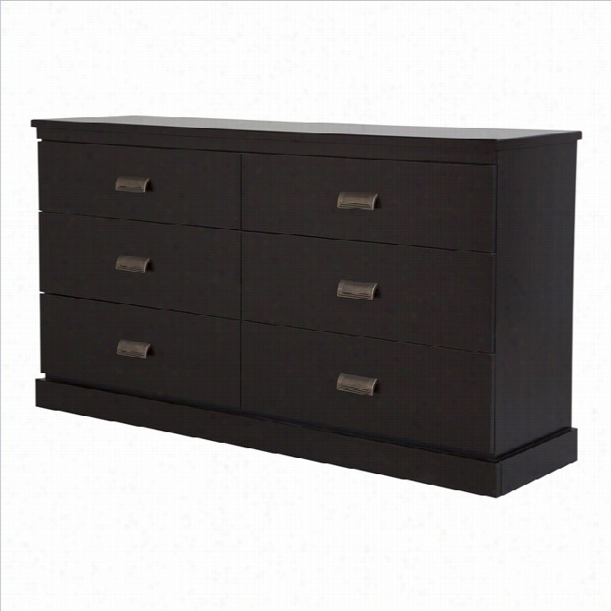 South Shore Gloria 6 Draer Double Dresser In Chocolate