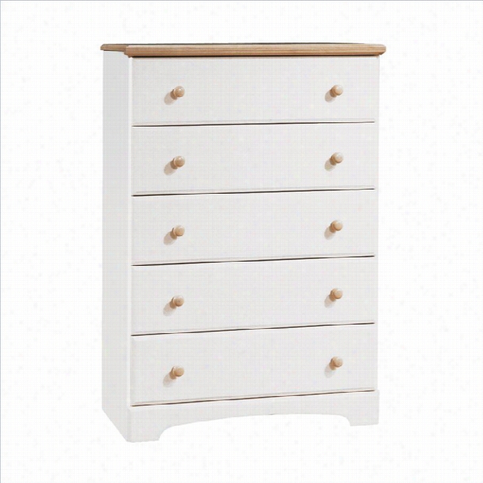 Souht Shore Newbury Kids 5 Drawre Chest In Pu Re White Finish