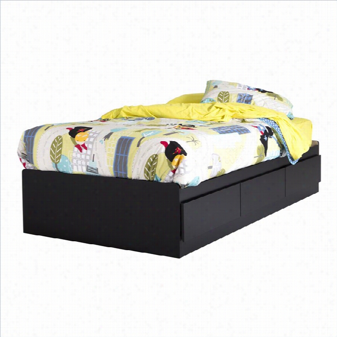 South Shore Vito Twin Mates Bed Ith 3 Drawers In Pure Black