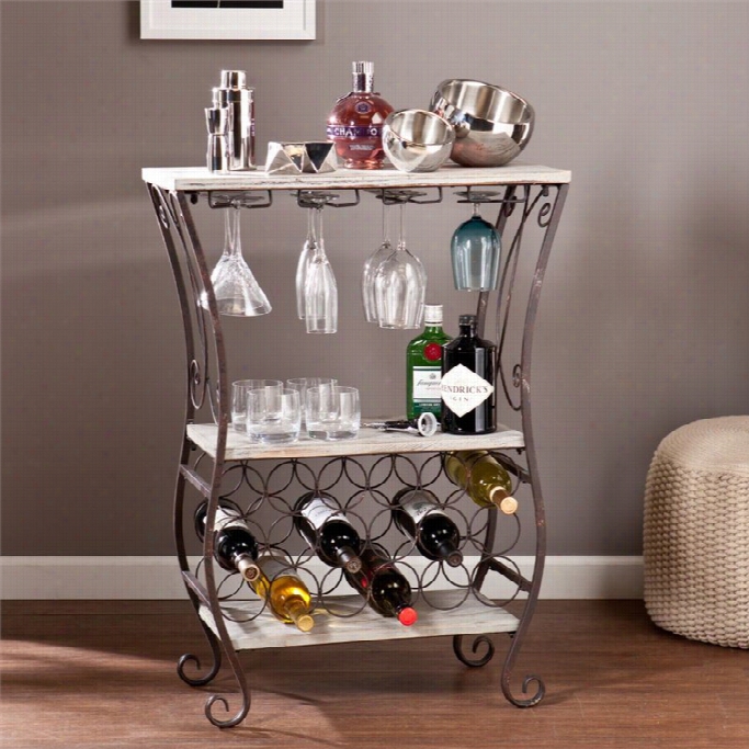 Southern Enetrprises Arcino Wine Storage Table In Gray And Ruts