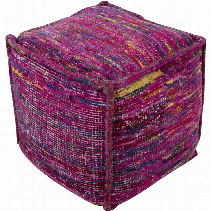 Surya Bazaar Cube Pouf Ottoman Iin Purple