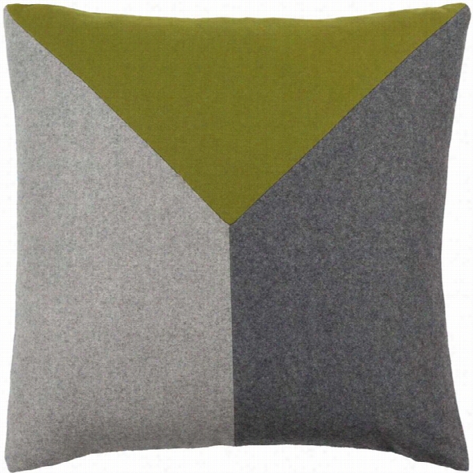 Surya Jonah Down Fill 18 Square Pillow In Green And Gray