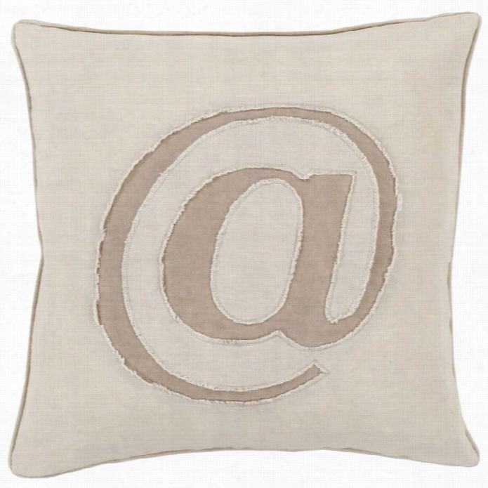 Su Rya Inen Text Down Fill 22 Squate Pillow In Taupe