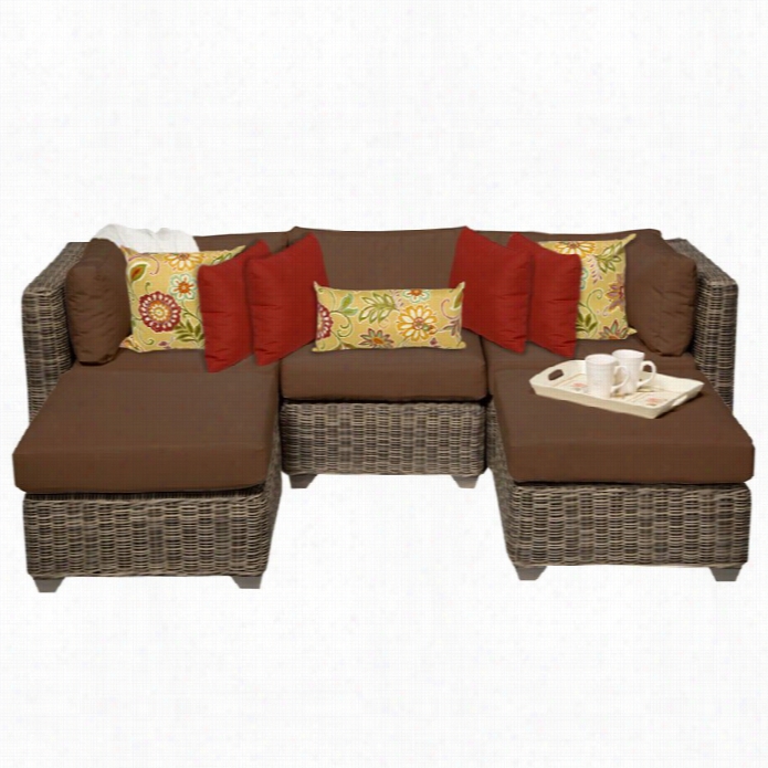 Tkc Cape Cod 5 Piece Outdoo Or Wicker Couch Set In Cocoa