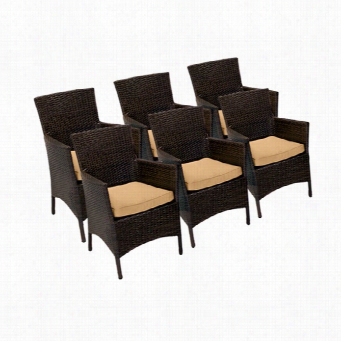 Tkc Sonomaw Icker Patio Arm Dining Chairs In Sesame (set Of 6)