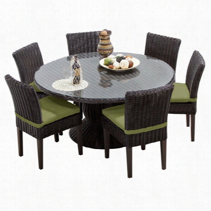 Tkc Venice 60 7 Piece Wicker Patio Dining Set In Cilantro