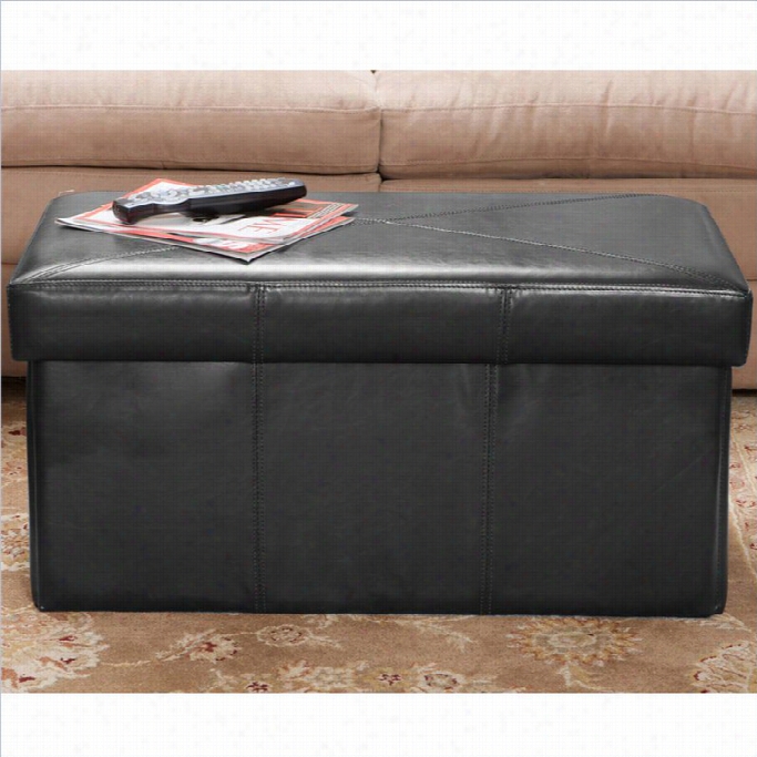 Trejt Home Nagie Leather Stroage Otto Man Bench In Black