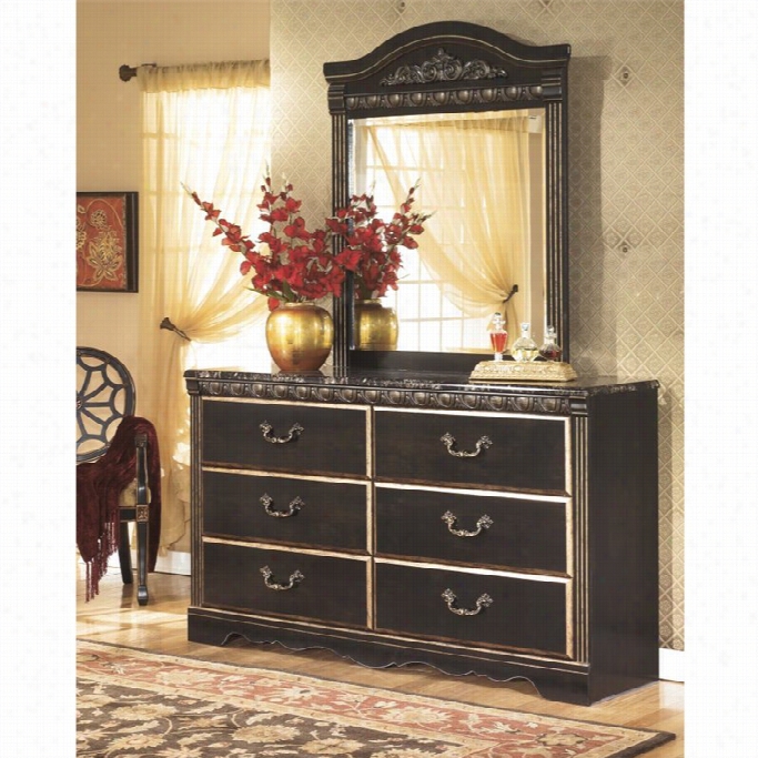 Ashley Coal Creek 2 Piecce Wood Dresser Set In Dark Bfown