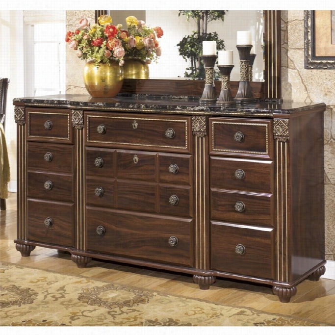 Ashley  Gabriela 9 Drawer Forest Triple Dresse R In Brownn