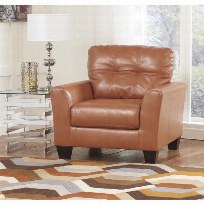 Ashhley Paulie Leather Accent Chair In Orange