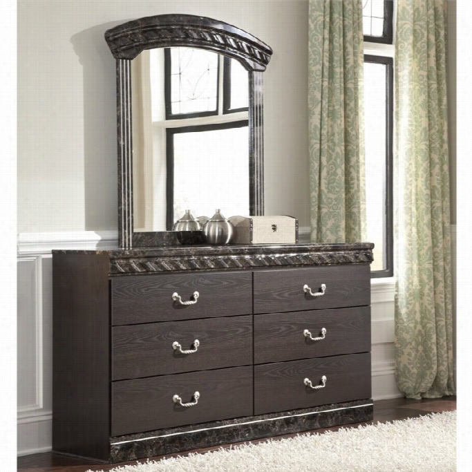 Ashley Vachel 2 Piece Wood Dresser Set In Dark Brown