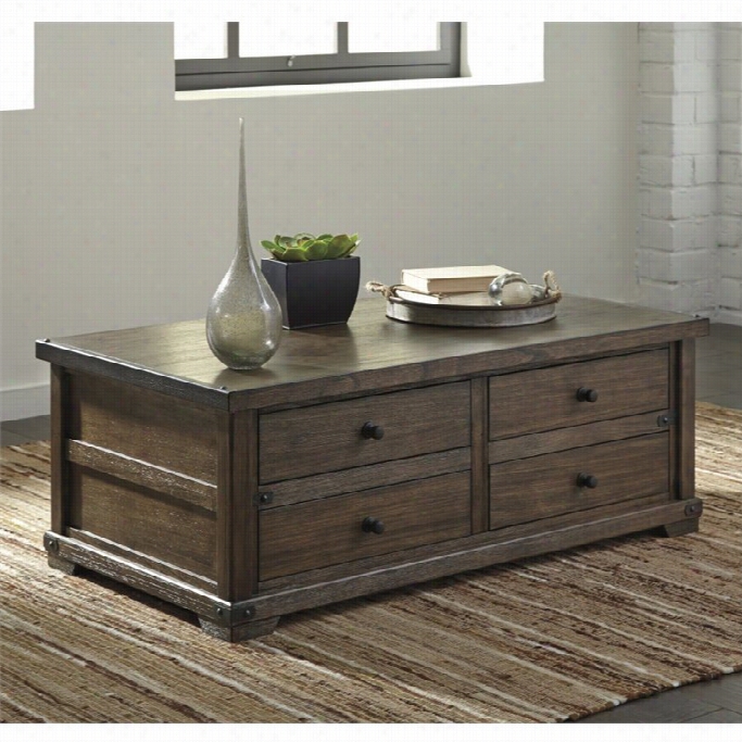 Ashley Zenfield Coffee Table With Storage In Medium Brown