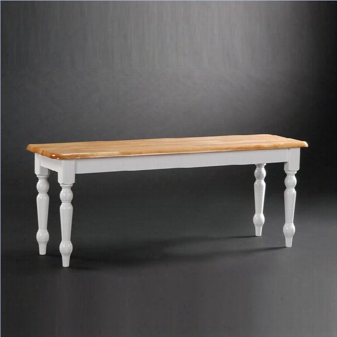 Boraam Farmhouse Woood Dining Bench In White And Naturral